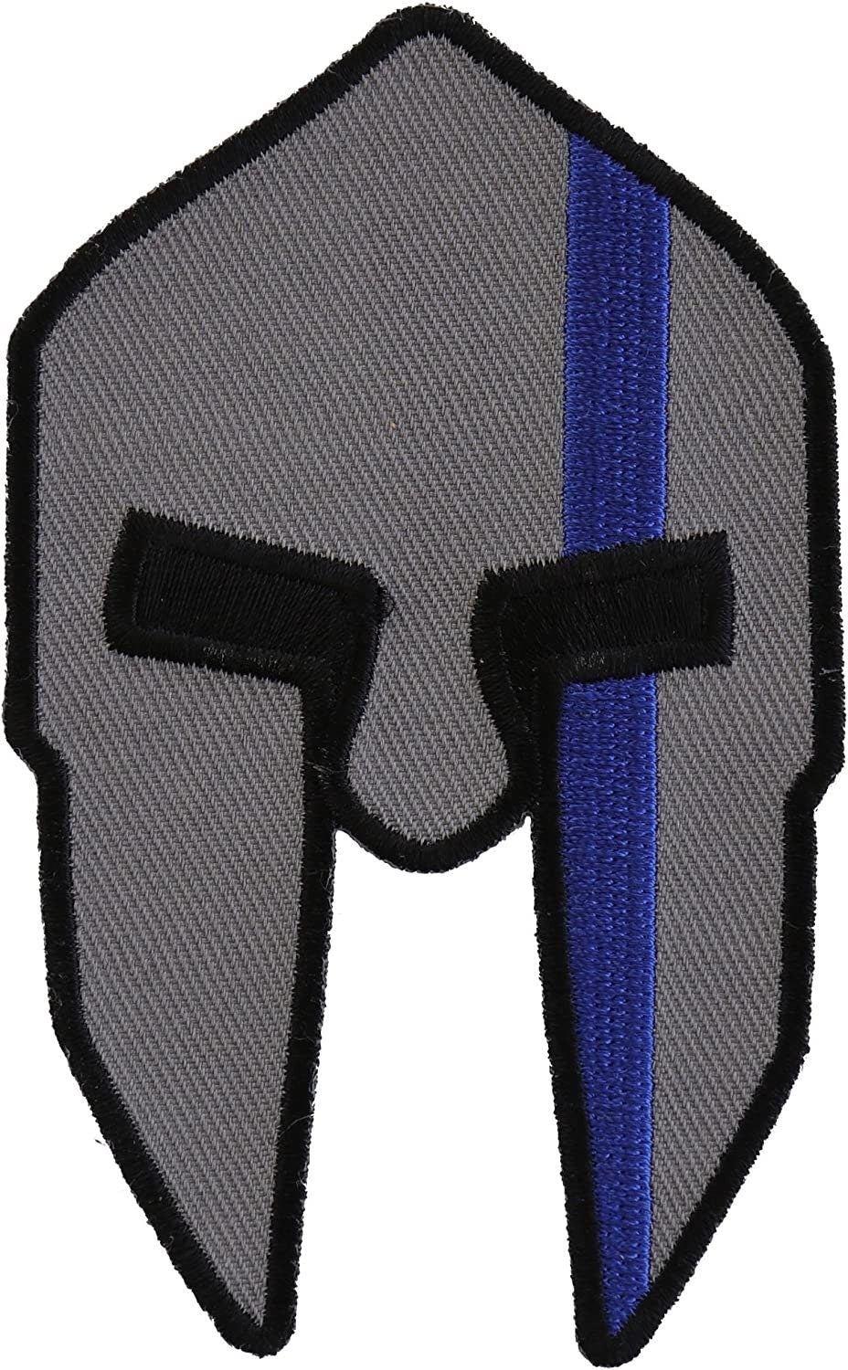 Spartan Helmet Blue Line Patch - 2.5x4 inch – Patriotic Embroidered Patch Appliqué Craft Supply