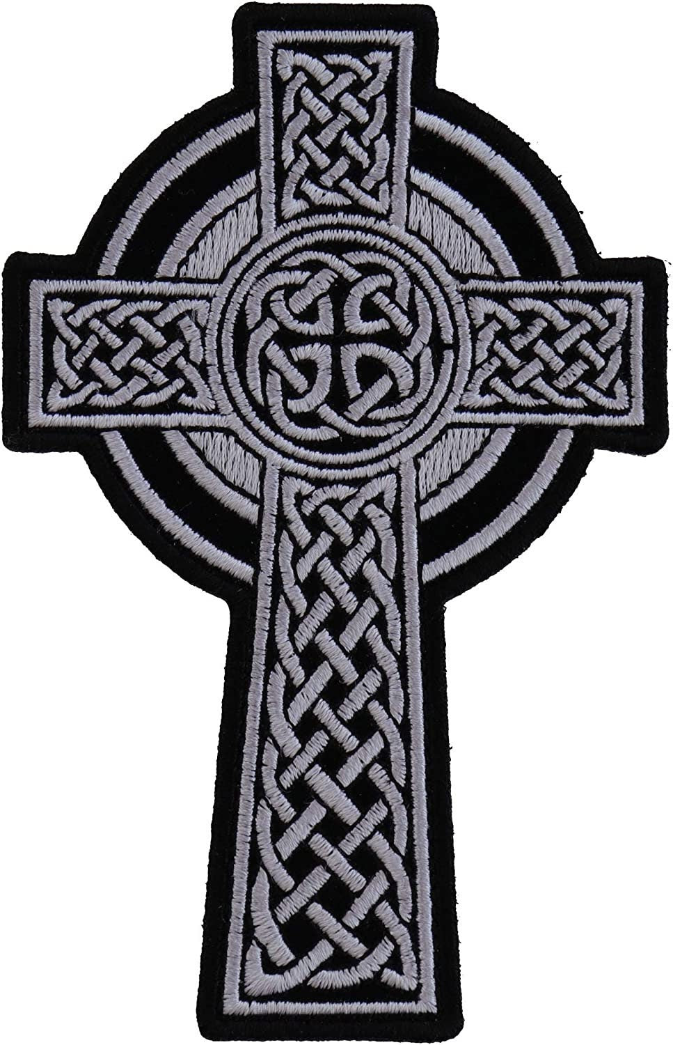 Celtic Cross Small Christian Patch - 3x4.6 inch – Christian Embroidered Patch Appliqué Craft Supply