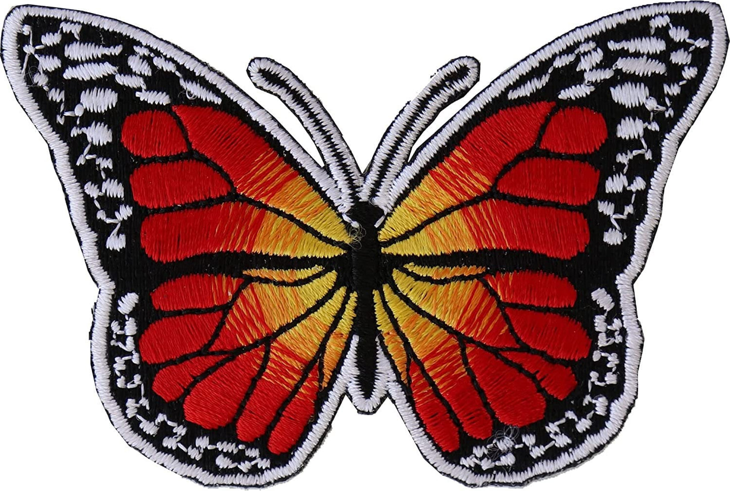 Orange Butterfly Iron On Patch - 3x2 inch – Motorcycle Embroidered Patch Appliqué Craft Supply