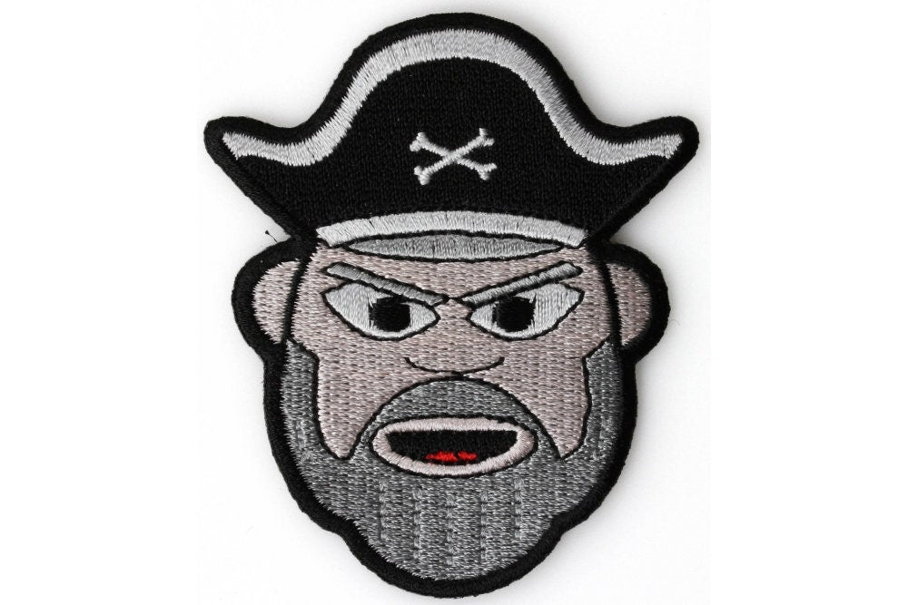 Old Man Bearded Pirate - 3x2.5 inch – Biker Embroidered Patch Appliqué Craft Supply