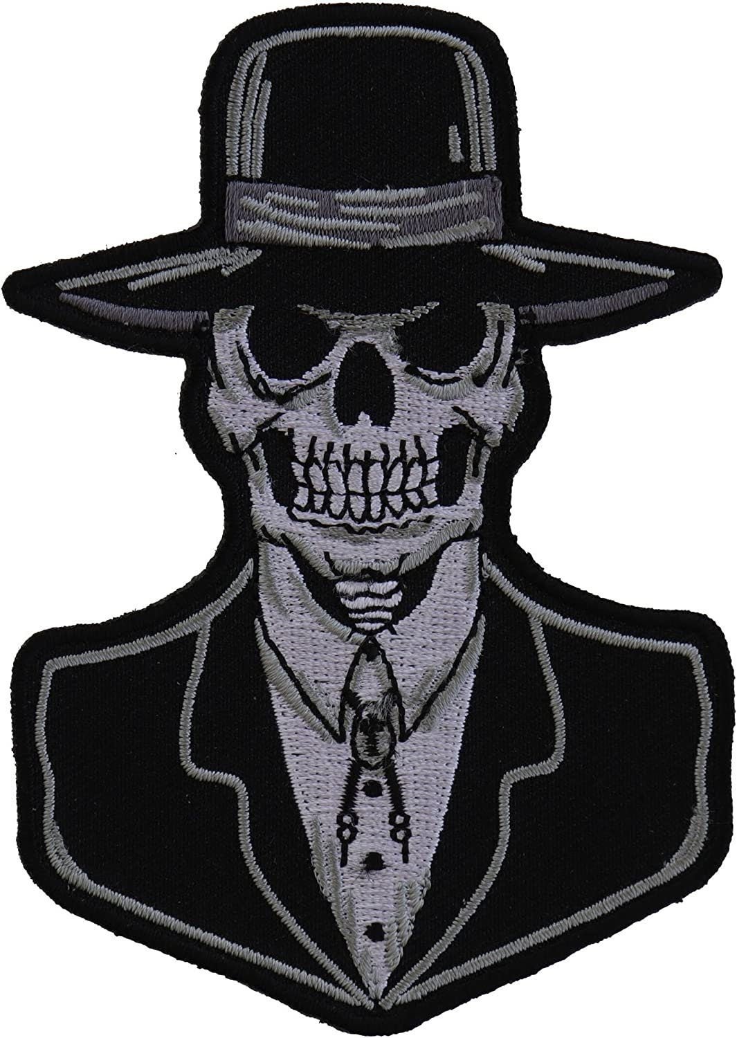 Preacher Skull Small Patch - 3x4.26 inch -  Biker Embroidered Patch Appliqué Craft Supply