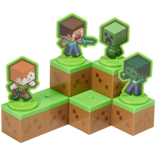 MINECRAFT Mobs Beware! Cake Topper - Video Game Birthday Party Cake Decoration - Kids Birthday Decoset Craft Supply
