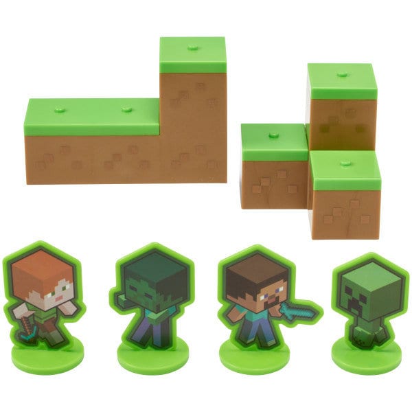 MINECRAFT Mobs Beware! Cake Topper - Video Game Birthday Party Cake Decoration - Kids Birthday Decoset Craft Supply