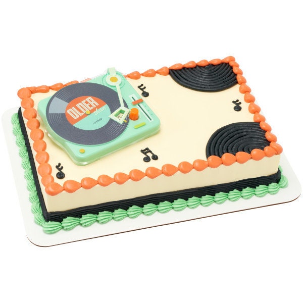 Older Than Vinyl Record Player Cake Topper - LP Turntable Retro Birthday Party Cake Decoration - Birthday Celebration Decoset Craft Supply