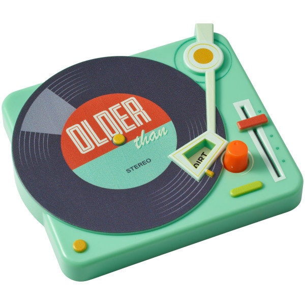 Older Than Vinyl Record Player Cake Topper - LP Turntable Retro Birthday Party Cake Decoration - Birthday Celebration Decoset Craft Supply