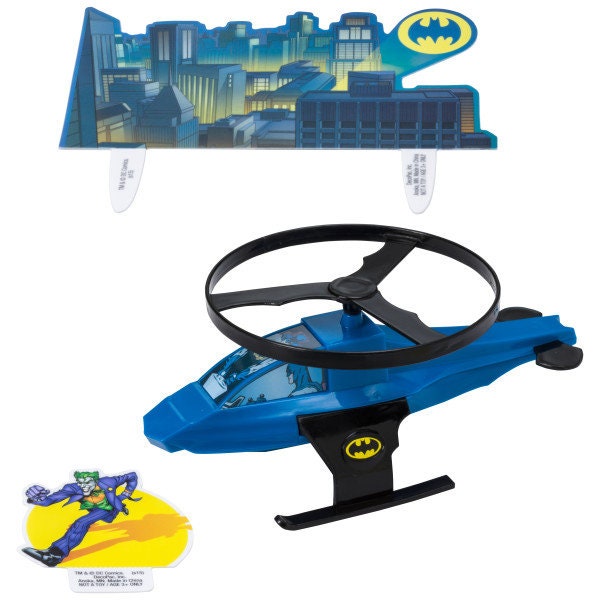 Batman Cake Topper - Batman™ Chase is On Helicopter Joker Birthday Party Cake Decoration - Kids Birthday Decoset Craft Supply