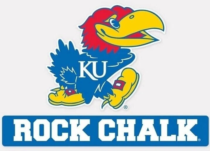 Officially Licensed KANSAS ROCK CHALK Perfect Cut Color Decal - University Kansas Jayhawks Vinyl Decal Sticker Car Truck Window Craft Supply