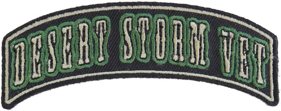 Desert Storm Vet Rocker Small Patch - 3.75x1.5 inch - Military Vet Embroidered Patch Appliqué Craft Supply