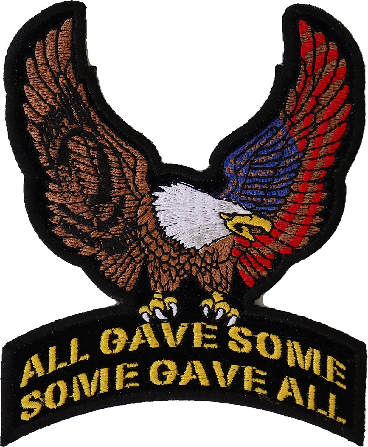 US POW MIA Upwing Eagle Rocker Small Patch - 4x5 inch - Military Vet Embroidered Patch Appliqué Craft Supply