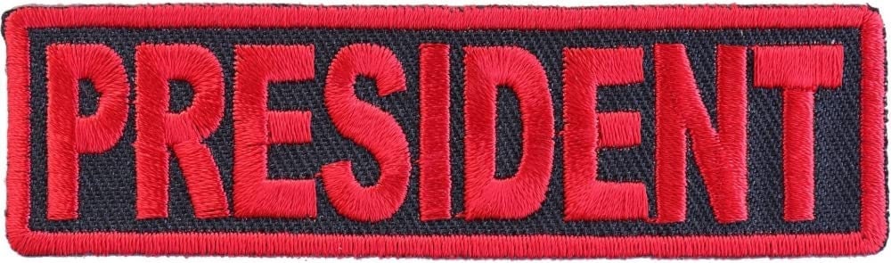 President Patch Red - 3.5x1 inch – Biker Embroidered Patch Appliqué Craft Supply