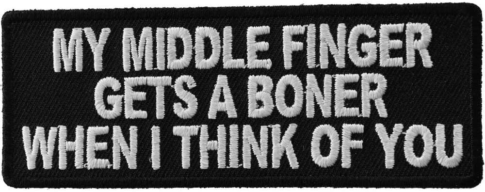 My Middle Finger Gets A Boner Patch - 4x1.5 inch – Funny Embroidered Patch Appliqué Craft Supply