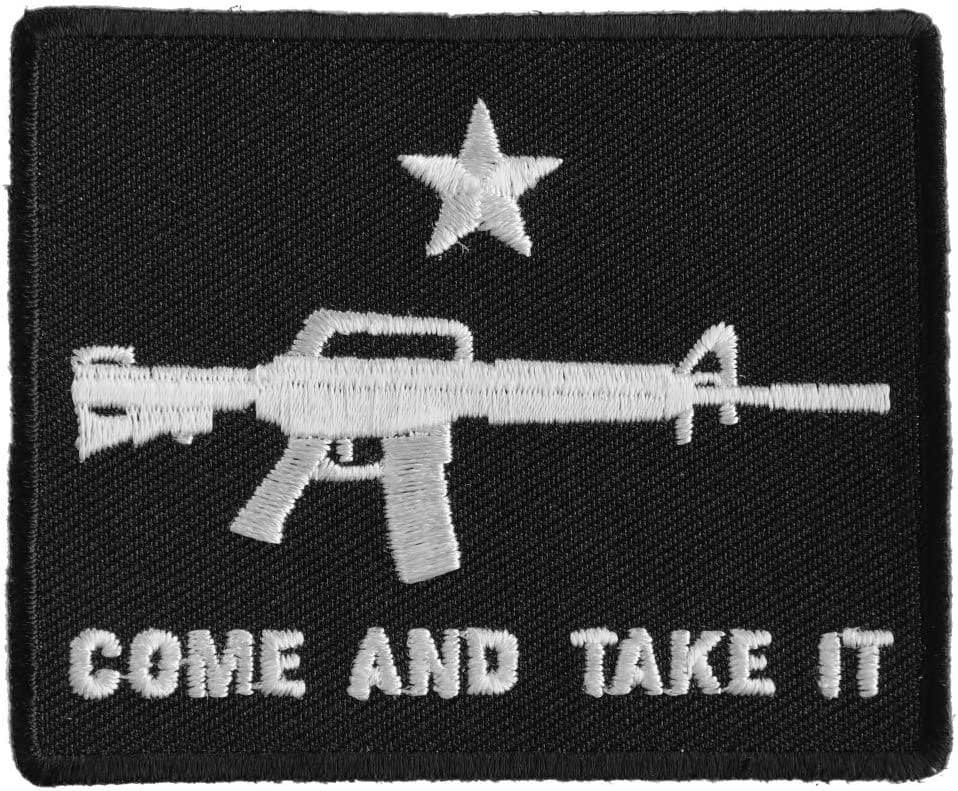 Come and Take It Star Machine Gun Patch - 3x2.5 inch – Patriotic Embroidered Patch Appliqué Craft Supply