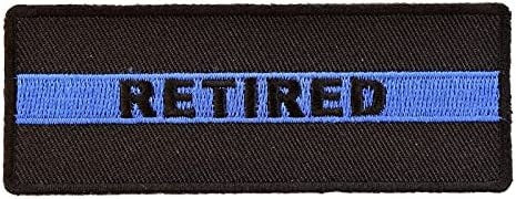 Retired Police Officer Patch Thin Blue Line Patch - 4x1.5 inch – Motorcycle Embroidered Patch Appliqué Craft Supply