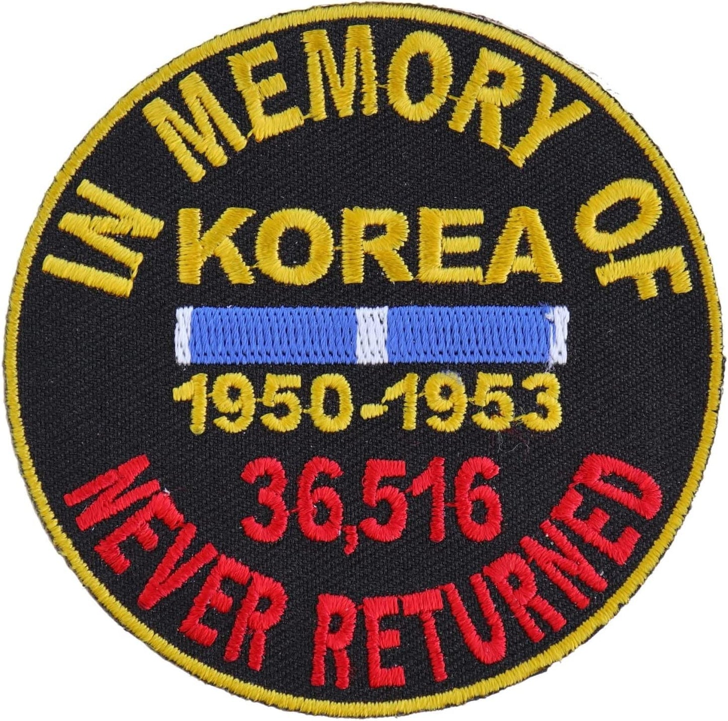 In Memory of Korea Round Patch - 3x3 inch – Military Embroidered Patch Appliqué Craft Supply