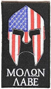 Molon Labe Spartan With US Flag Patch - 2.3x4 inch – Military Embroidered Patch Appliqué Craft Supply