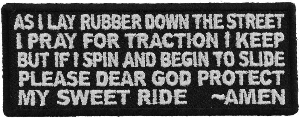 Biker Prayer Patch - 4x1.5 inch – Christian Embroidered Patch Appliqué Craft Supply