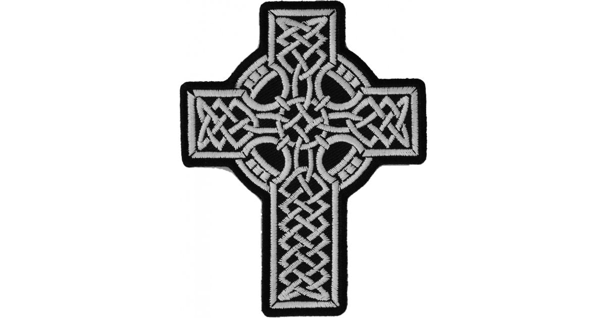 Celtic Design Cross Christian Patch - 3x3.9 inch – Christian Embroidered Patch Appliqué Craft Supply