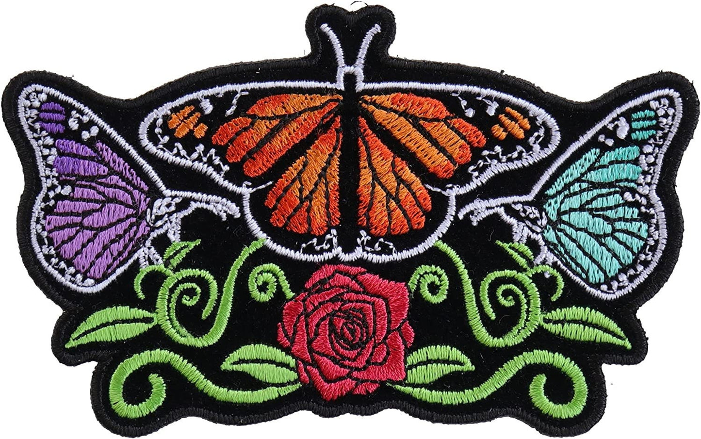Butterflies and Flower Ladies Patch - 4.5x2.8 inch – Motorcycle Embroidered Patch Appliqué Craft Supply