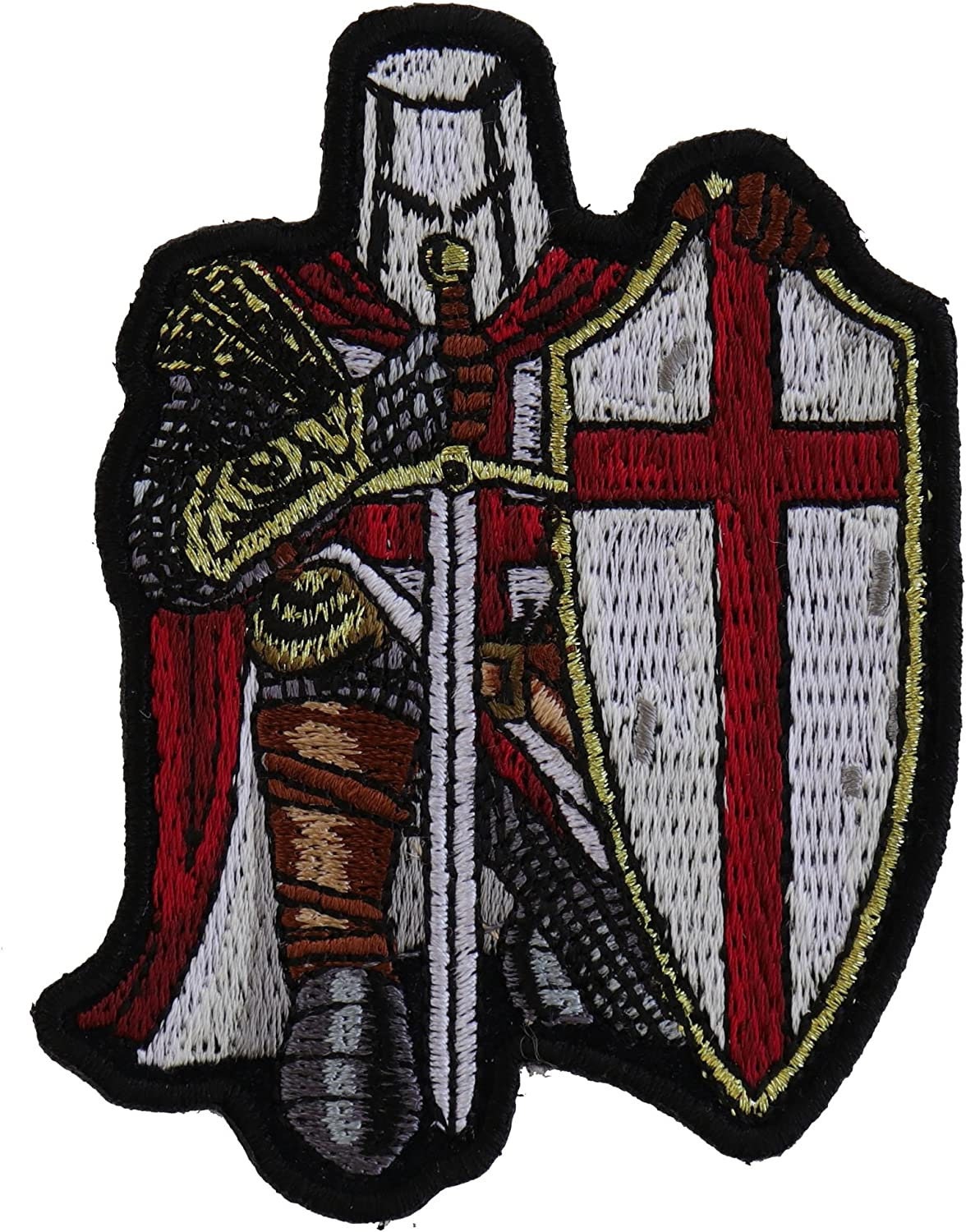 Red Knight Crusader Patch Mini Size - 2.75x3.5 inch – Christian Embroidered Patch Appliqué Craft Supply