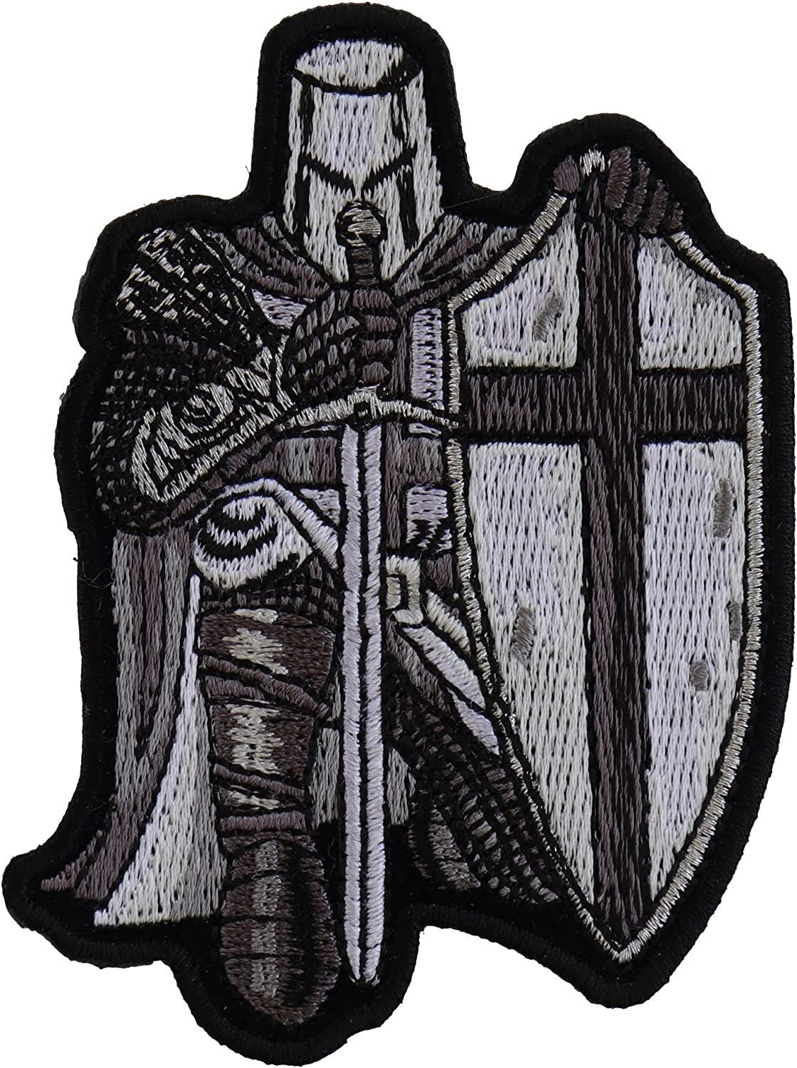 Kneeling Knight Crusader Mini Patch - 2.75x3.5 inch – Christian Embroidered Patch Appliqué Craft Supply