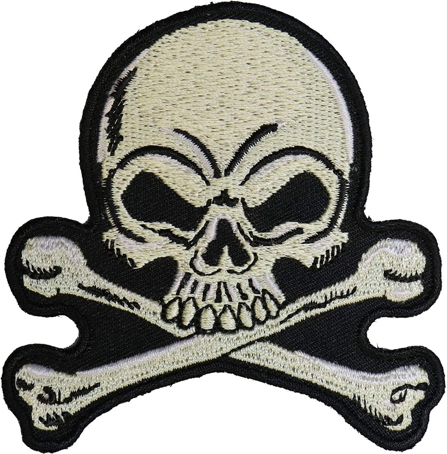 Skull and Cross Bones Patch - by Ivamis Trading - 3x3 inch – Biker Embroidered Patch Appliqué Craft Supply