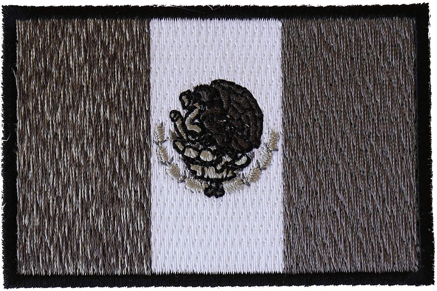 Mexican Flag in Black White and Gray - 3x2 inch – Motorcycle Embroidered Patch Appliqué Craft Supply