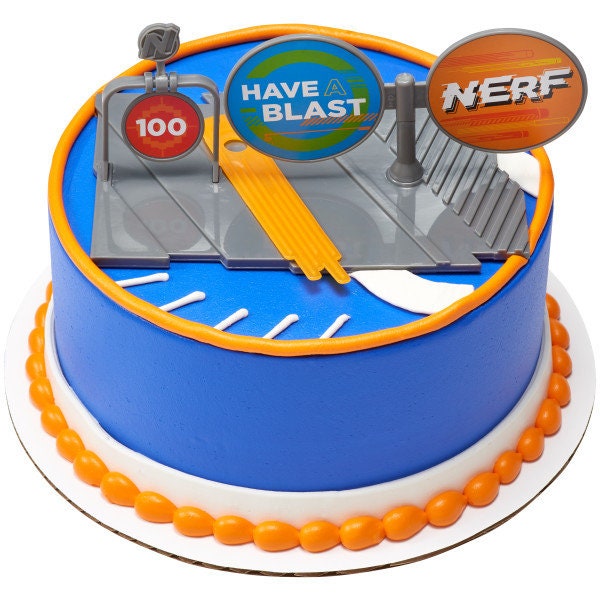 NERF This Is Nerf Nation Cake Topper - Dart Gun Target Birthday Party Cake Decoration - Kids Birthday Decoset Craft Supply