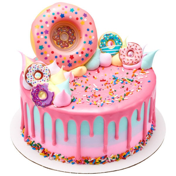 Confetti Donut Cake Topper - Fun Birthday Party Sprinkle Doughnut Cake Decoration - Birthday Celebration Decoset Craft Supply