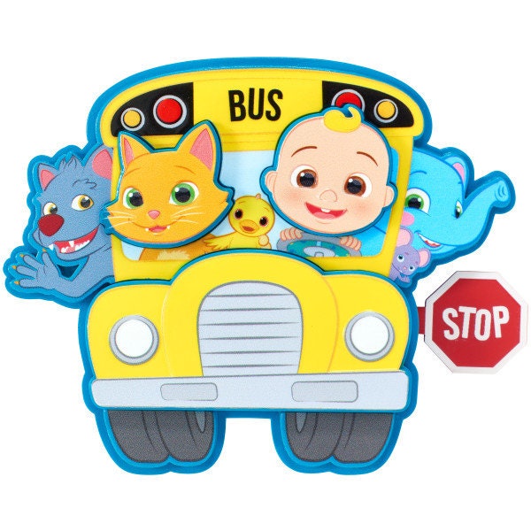 CoComelon™ Cake Topper - School Bus Ready for Adventure! Birthday Party Cake Decoration - Kids Birthday Decoset Craft Supply