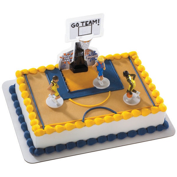 BASKETBALL ALL NET Cake Topper - Cake Decoration Birthday Sports Goal Basketball Hoop Player Team Decoset Craft Supply