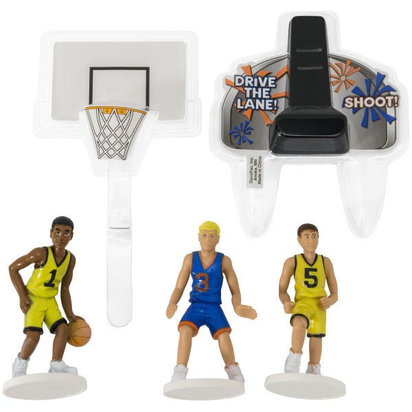 BASKETBALL ALL NET Cake Topper - Cake Decoration Birthday Sports Goal Basketball Hoop Player Team Decoset Craft Supply