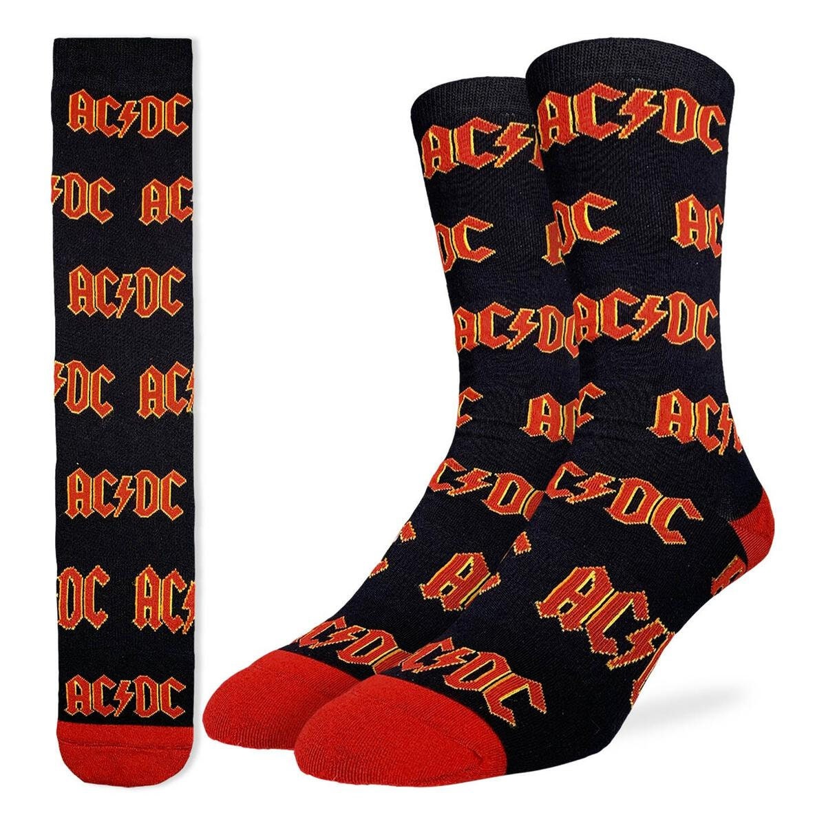AC/DC Logo Crew Socks - Officially Licensed Rock Band Music Novelty Socks - Men's Adult 8-12 Unisex - For Craft Costume Supply