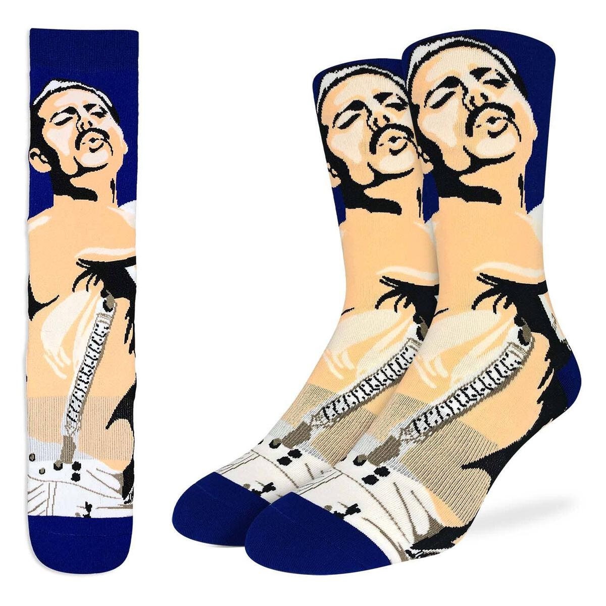 FREDDIE MERCURY Singing Crew Socks - Officially Licensed Queen Rock Band Music Novelty Socks - Men's Adult 8-12 Unisex - Costume Supply