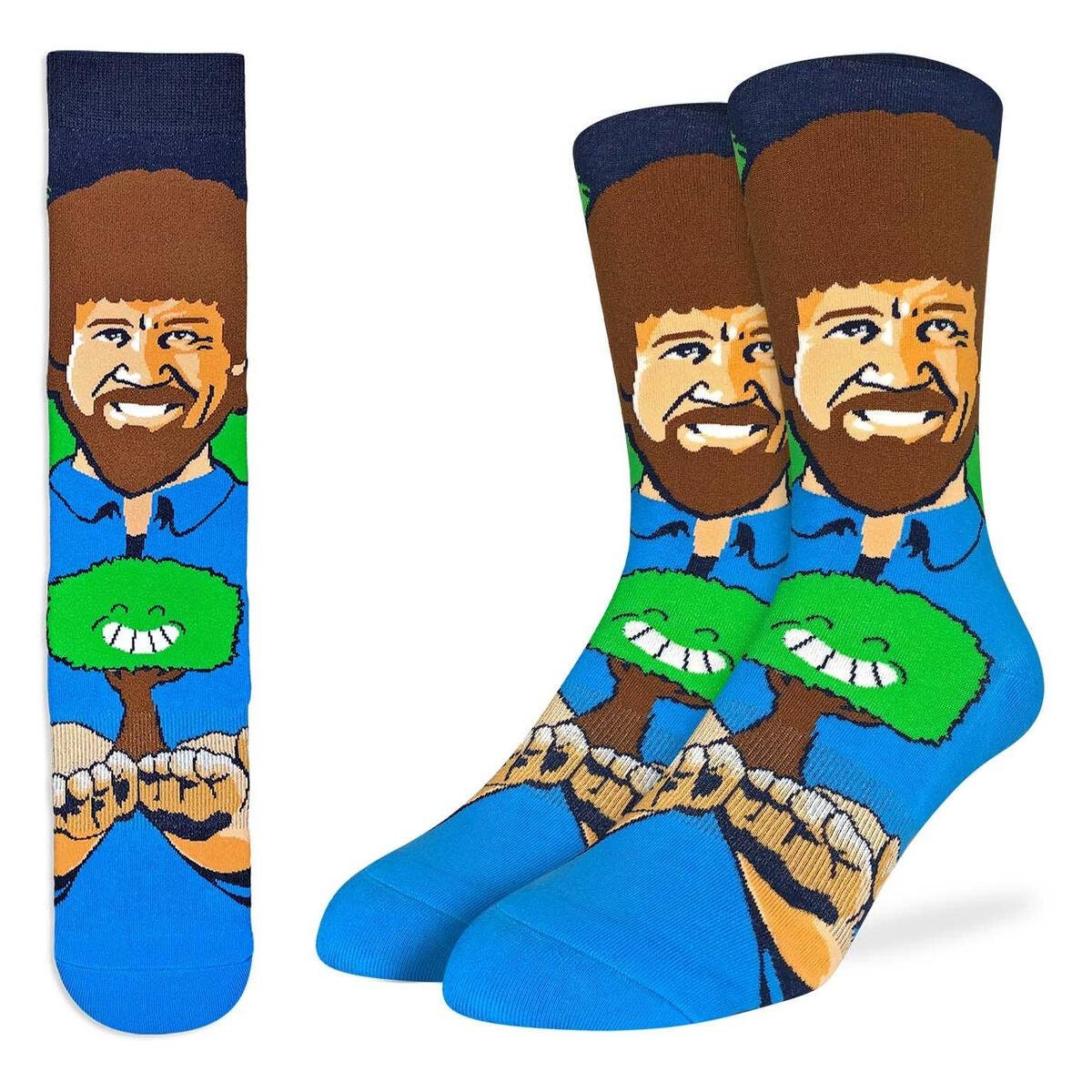 BOB ROSS Happy Little Tree Crew Socks - Novelty Active Fit Socks - Men's Adult 8-12 Unisex - For Craft Costume Supply