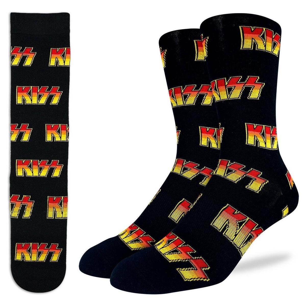 KISS Logo Crew Socks - Officially Licensed Rock Band Music Novelty Socks - Men's Adult 8-12 Unisex - For Craft Costume Supply