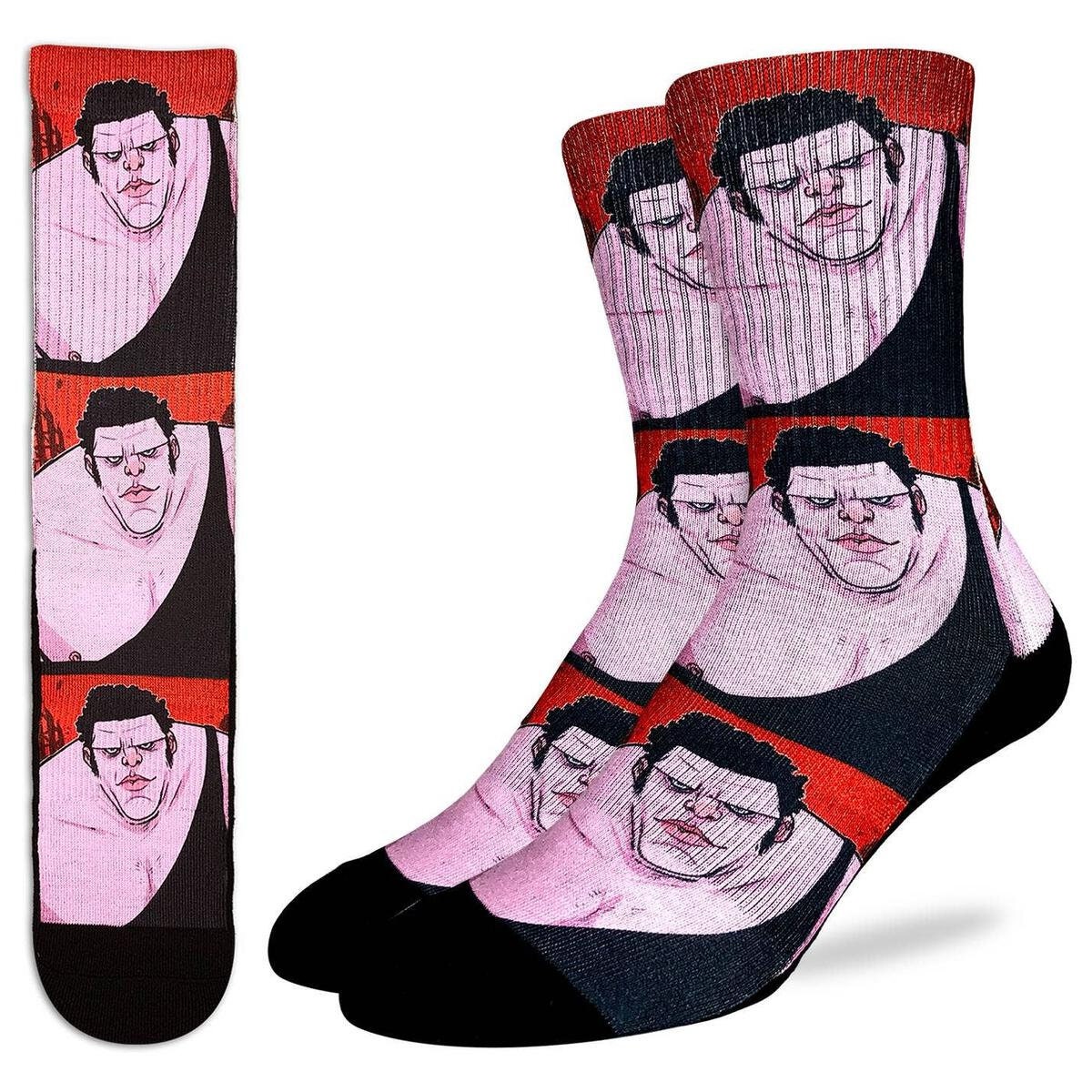 ANDRE THE GIANT Illustration Crew Socks - Wrestling Novelty Active Fit Socks - Men's Adult 8-12 Unisex - For Craft Costume Supply