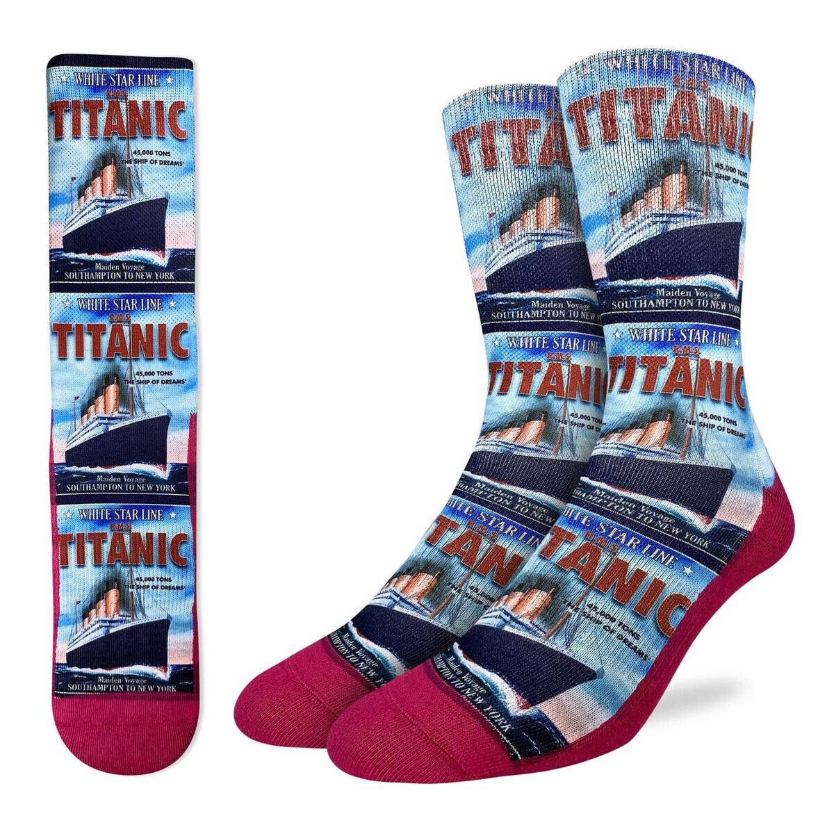 TITANIC Crew Socks - Legendary Titanic Novelty Active Fit Socks - Men's Adult 8-12 Unisex - For Craft Costume Supply