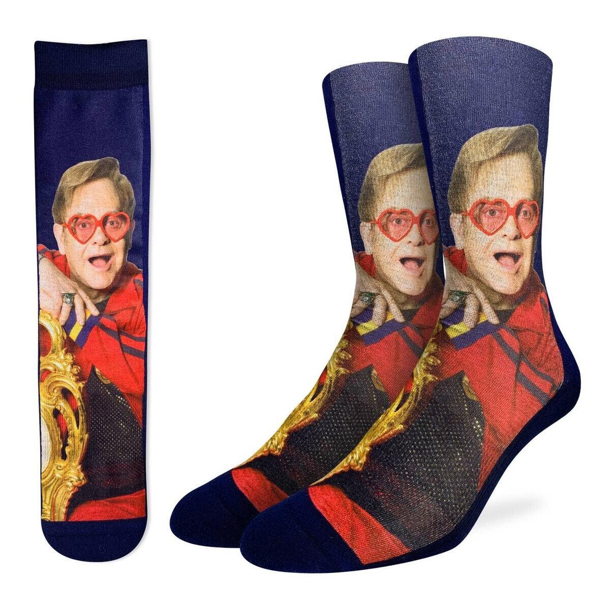 ELTON JOHN On Chair Crew Socks - Officially Licensed Rock Band Music Novelty Socks - Men's Adult 8-12 Unisex - For Craft Costume Supply