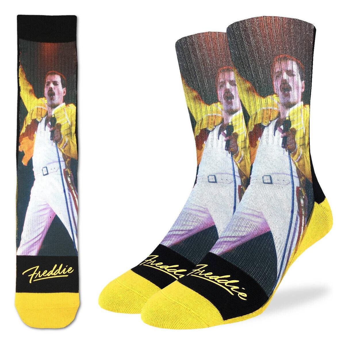 FREDDIE MERCURY Wembley Crew Socks - Officially Licensed Queen Rock Band Music Novelty Socks - Men's Adult 8-12 Unisex - Costume Supply