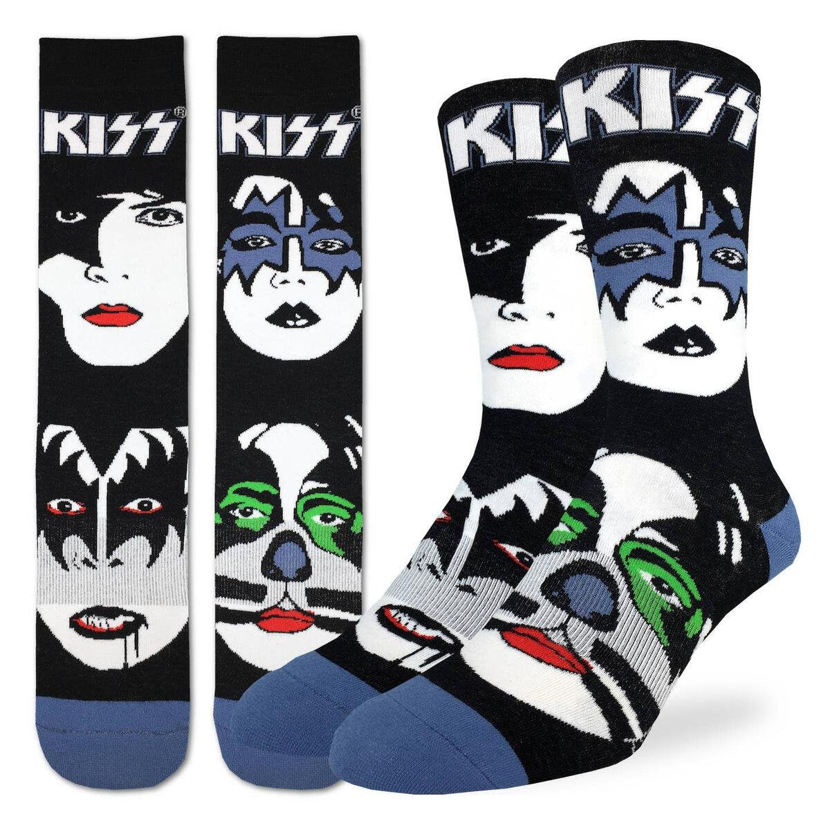 KISS Band Crew Socks - Officially Licensed KISS Gene Simmons Rock Band Music Novelty Socks - Men's Adult 8-12 Unisex - Craft Costume Supply