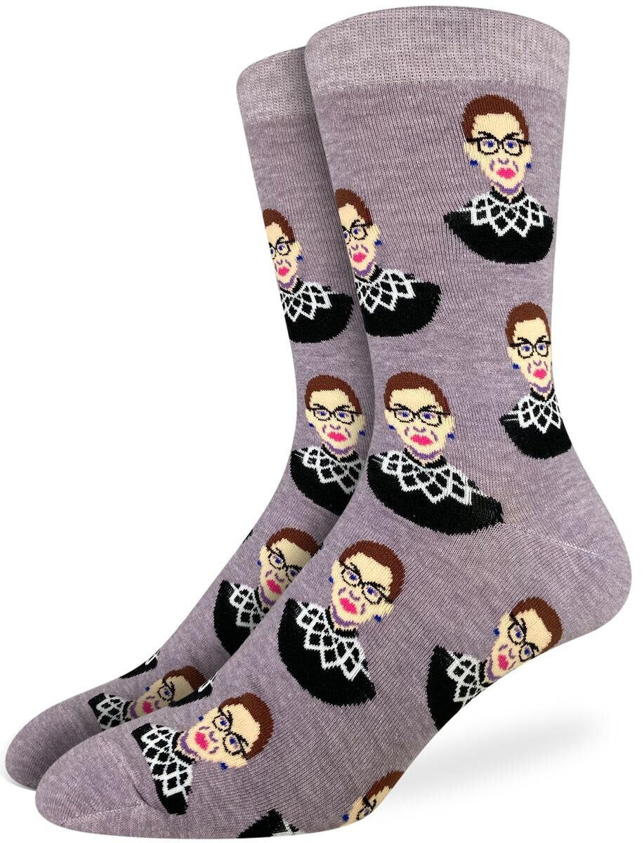 RUTH BADER GINSBURGH Purple Crew Socks - Novelty Active Fit Socks - Men's Adult 8-12 Unisex - For Craft Costume Supply