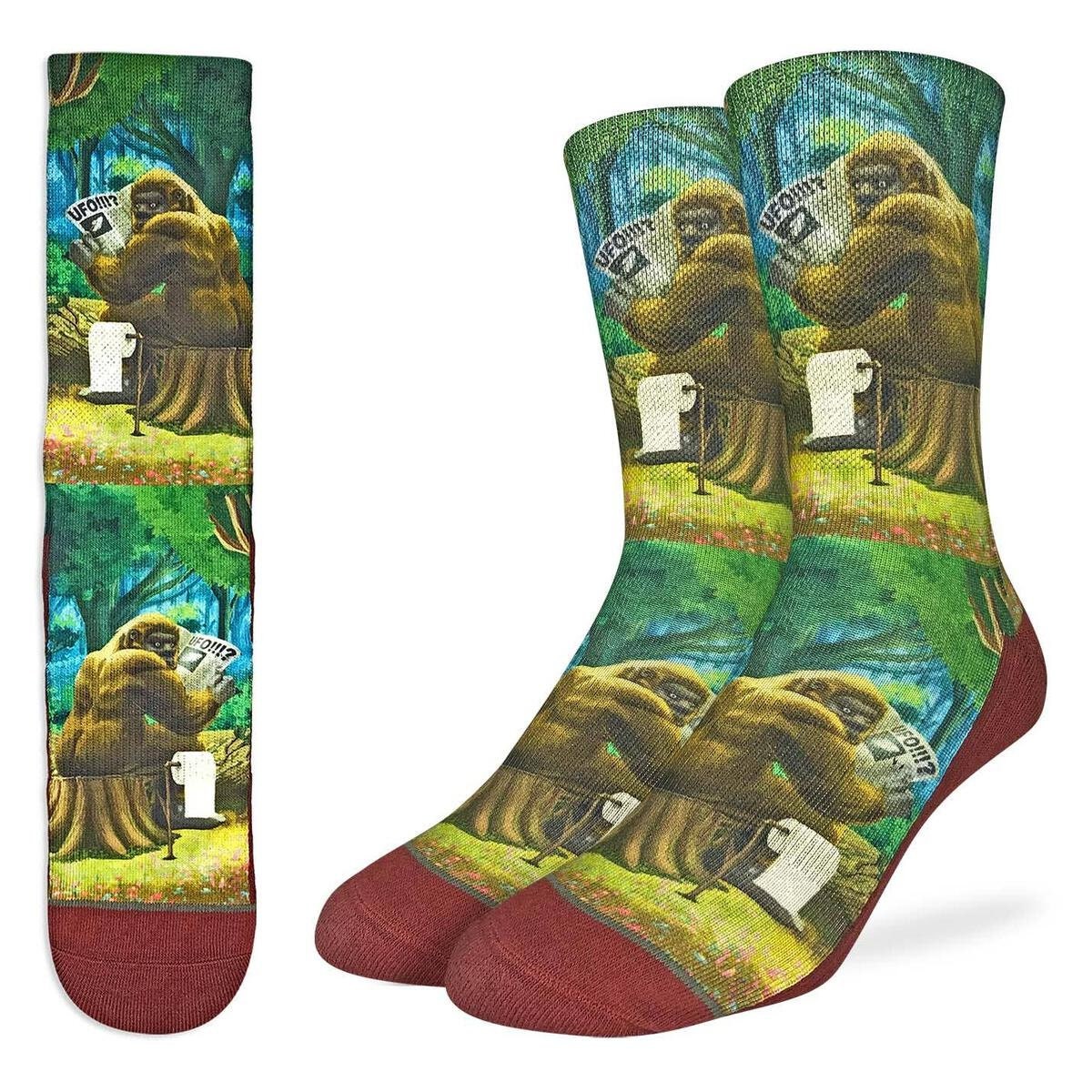 BIGFOOT Gotcha Crew Socks - Sasquatch Novelty Active Fit Socks - Men's Adult 8-12 Unisex - For Craft Costume Supply