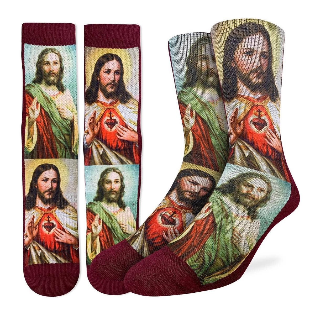 JESUS Crew Socks - Christian Faith Art Novelty Active Fit Socks - Men's Adult 8-12 Unisex - For Craft Costume Supply