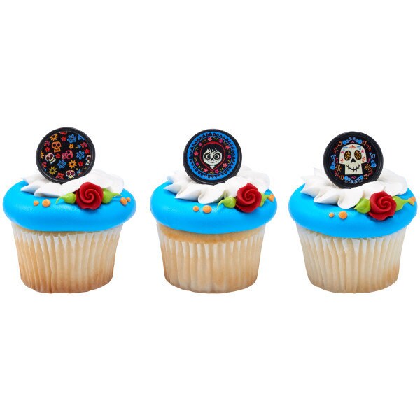 12 CoCo Family Movie Cupcake Rings - Day of the Dead CoCo Family Cupcake Decorations Cake Toppers for Birthday Party Decoration Craft Supply