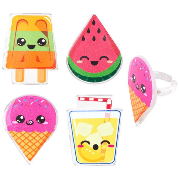 12 COOL SUMMER TREATS Cupcake Rings - Bulldozer Dozer Dump Truck Construction Cake Toppers for Birthday Party Decoration Craft Supply