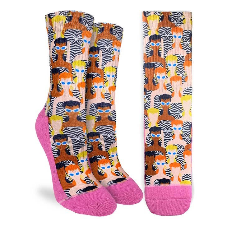 BARBIE Vintage Crew Socks - Officially Licensed Barbie Novelty Socks - Women's Adult 5-9 Unisex - Craft Costume Supply
