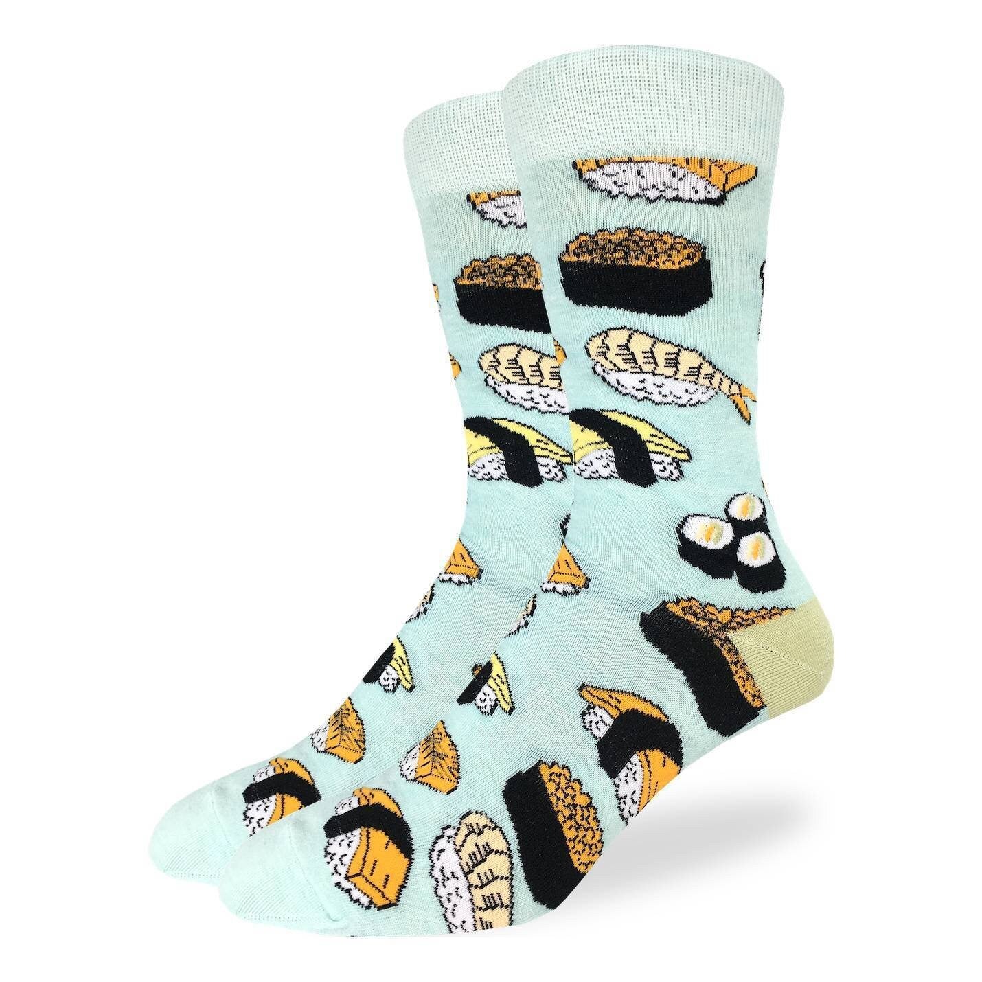 SUSHI Crew Socks - Novelty Active Fit Socks - Men's Adult 8-12 Unisex - Japanese Sushi - For Craft Costume Supply