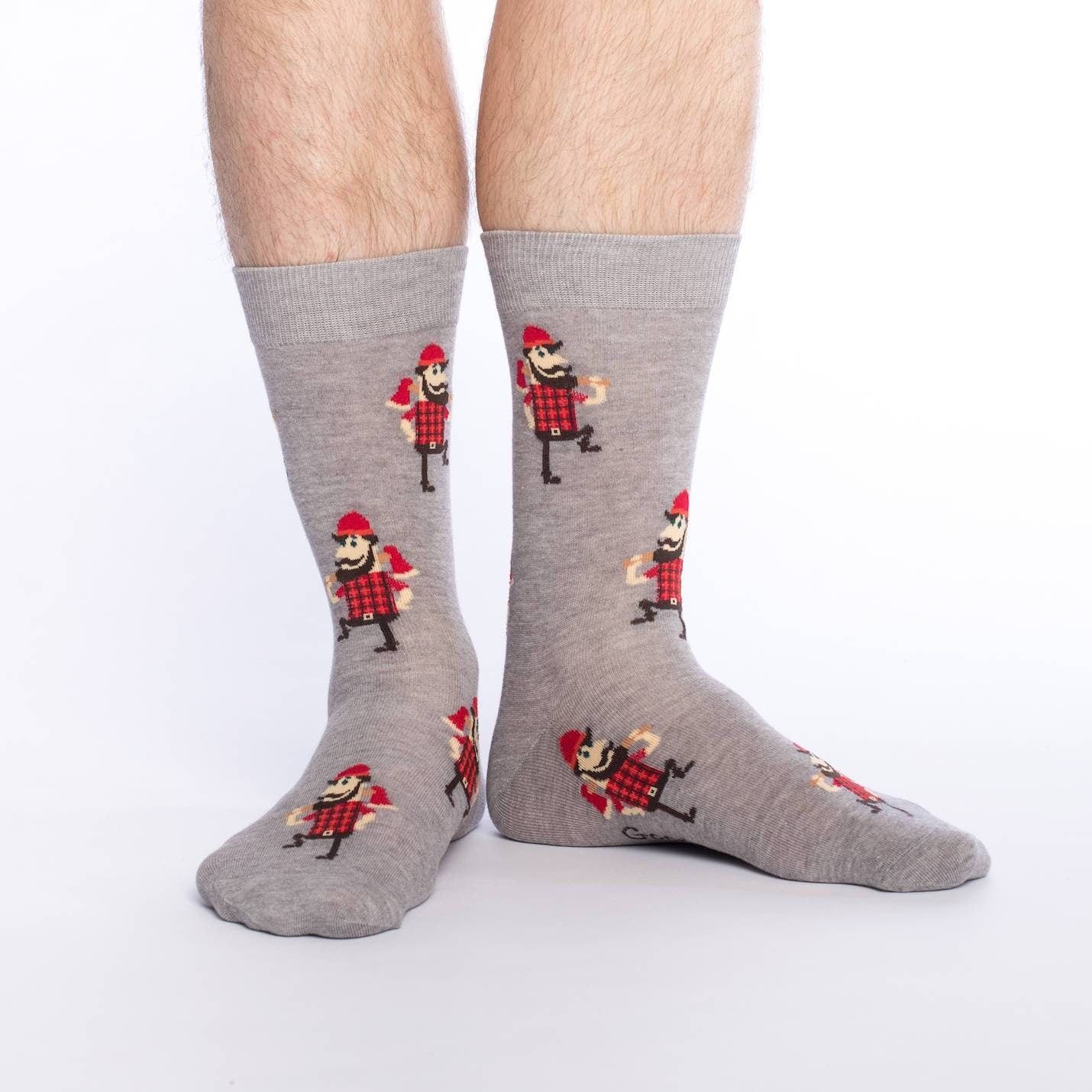 LUMBERJACK Crew Socks - Novelty Active Fit Socks - Men's Adult 8-12 Unisex - Trees Logs Wood - For Craft Costume Supply