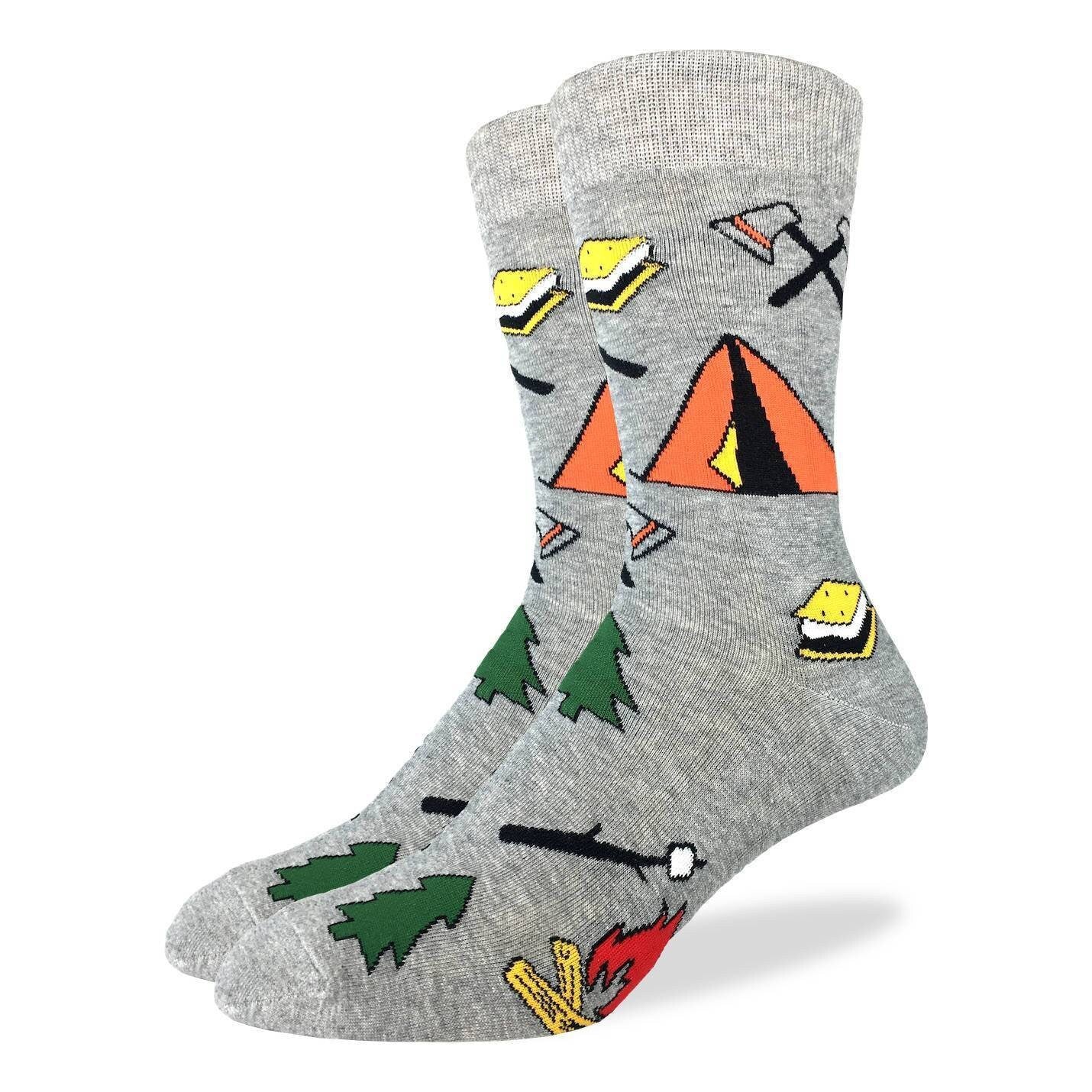 CAMPING Crew Socks - Novelty Active Fit Socks - Men's Adult 8-12 Unisex - Campsite Camping Trip Campfire - For Craft Costume Supply