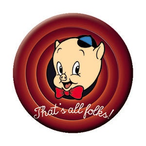 LOONEY TUNES Porky Pig Pinback Button Badge - That's All Folks! - Round 1.25" Button Craft Supply